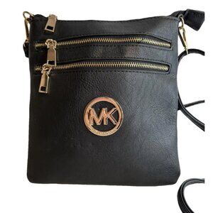 Michael Kors Black Crossbody with Gold Accents
